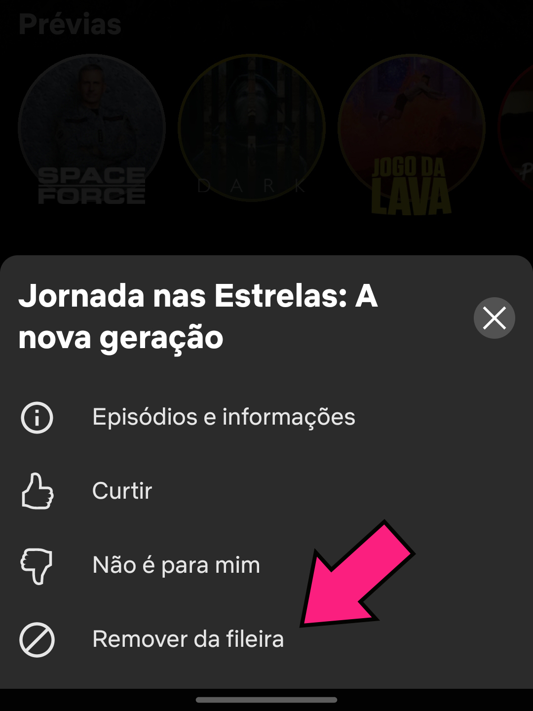 como remover série da fila continuar assistindo na Netflix
