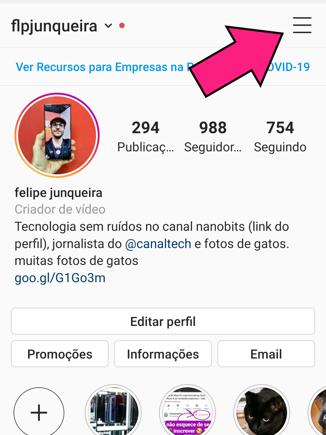 Onde ver o que eu curti no instagram