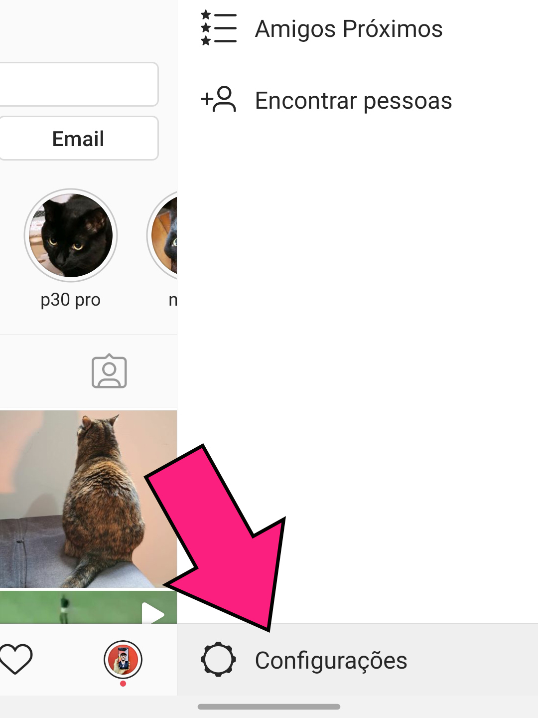 Onde ver o que eu curti no instagram