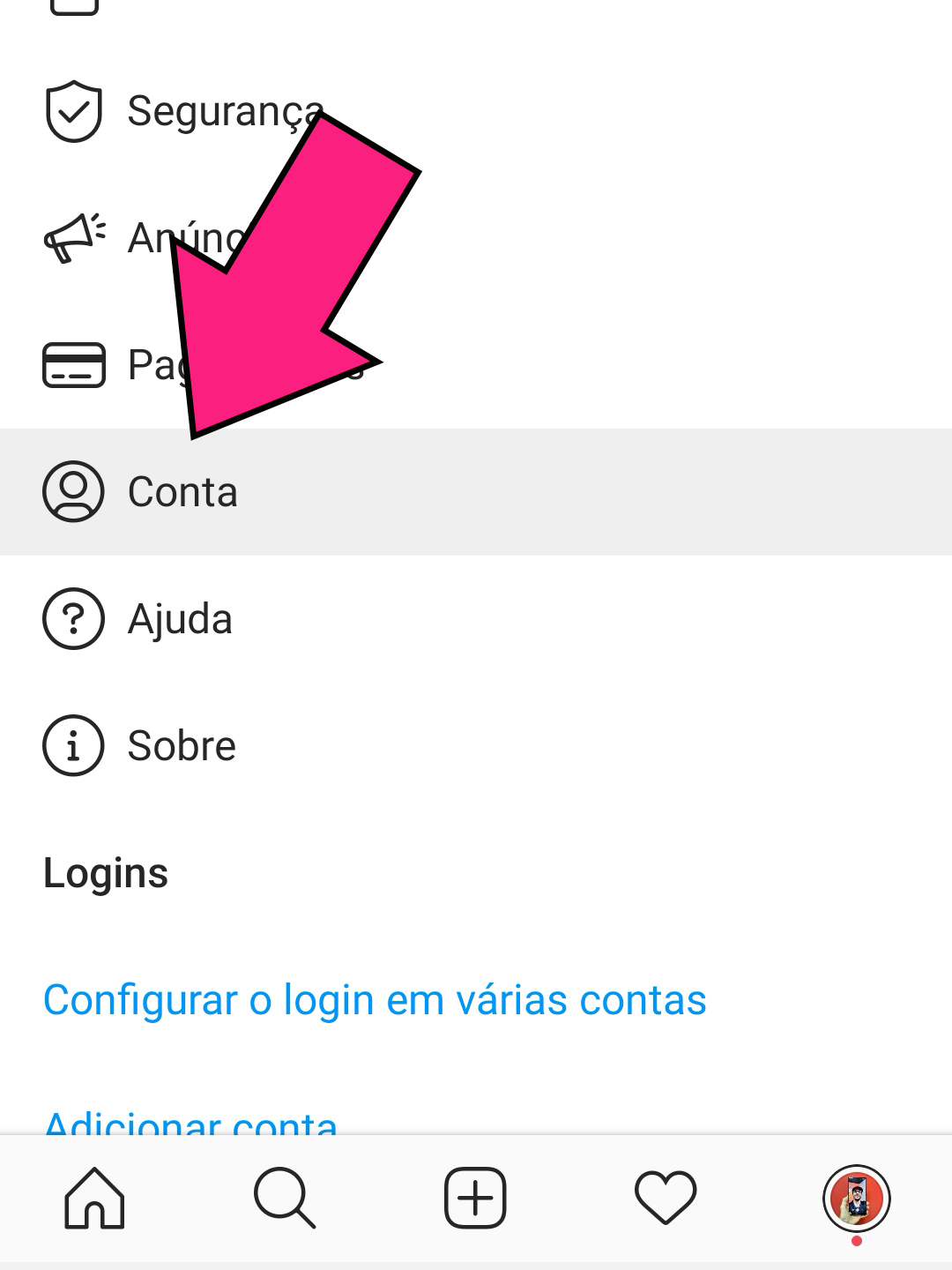 Onde ver o que eu curti no instagram