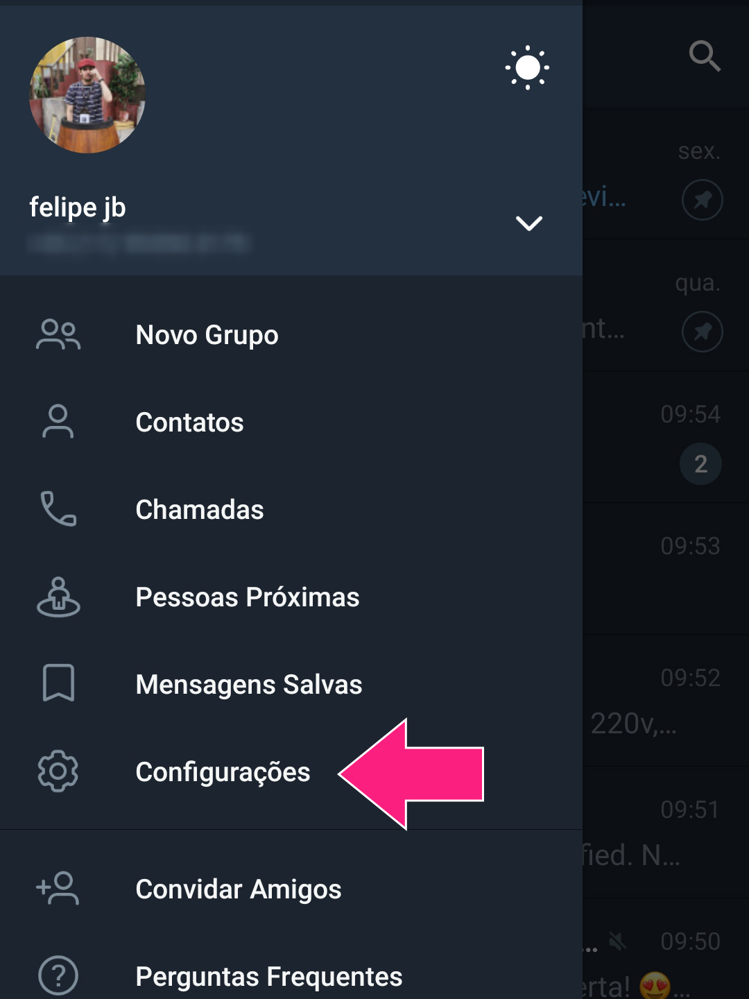 como sair do telegram nos dispositivos conectados