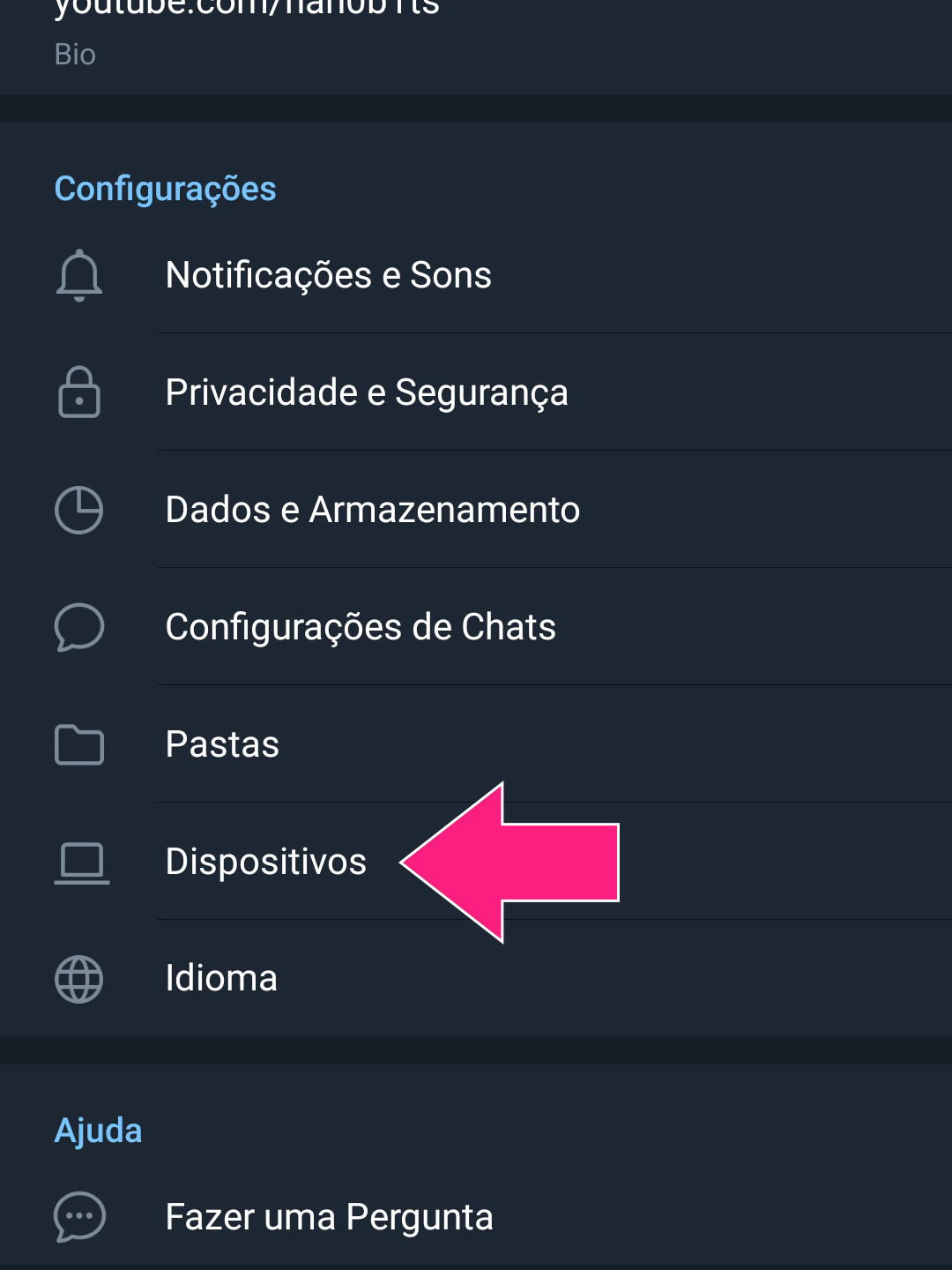 como sair do telegram nos dispositivos conectados