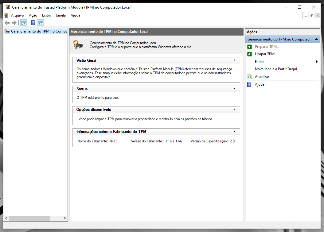 TPM 2.0 ativo