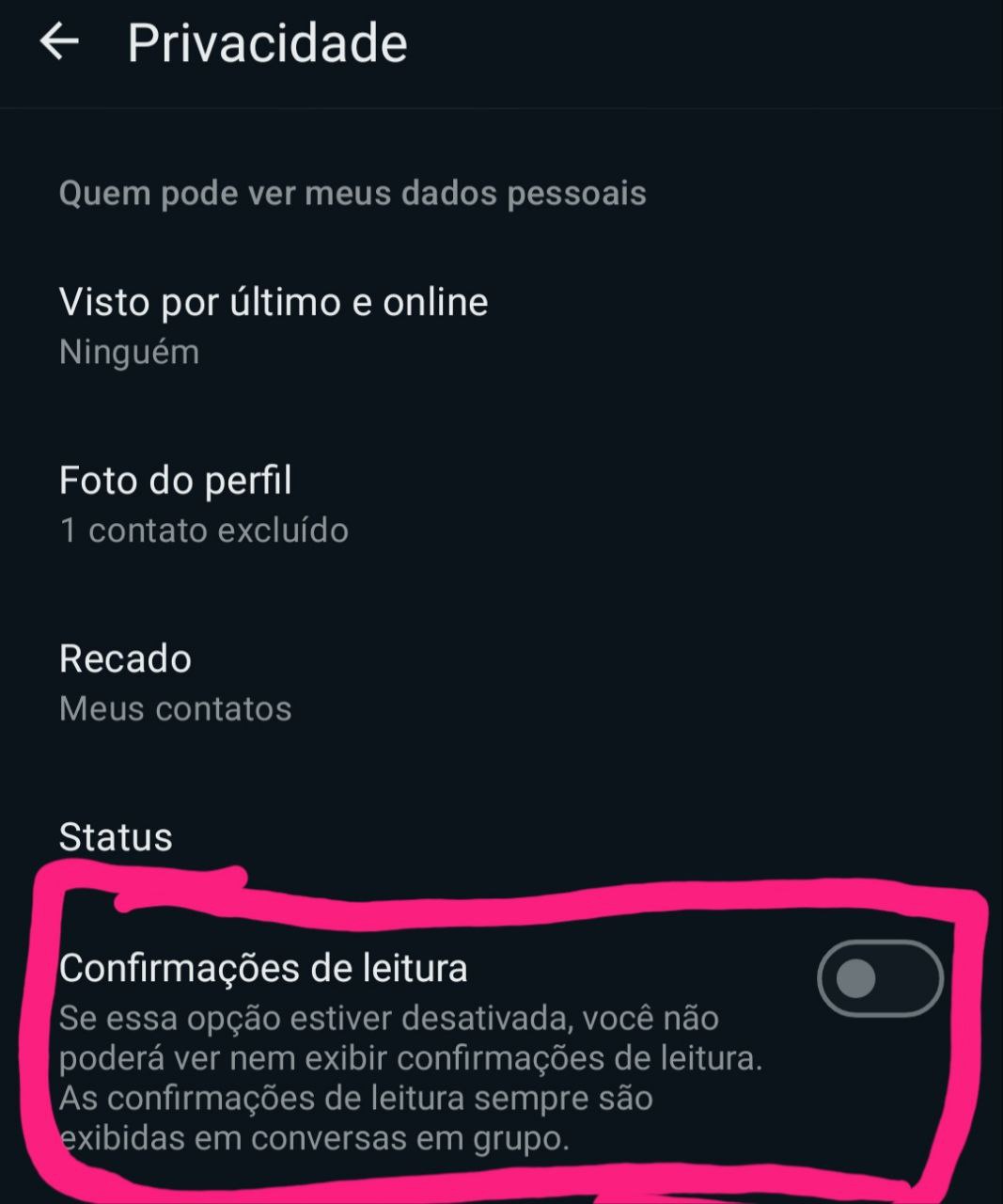 Confirmação de leitura no WhatsApp