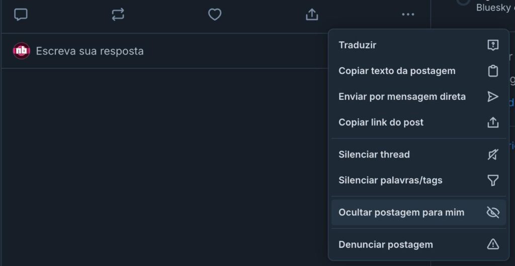ocultar postagem no bluesky