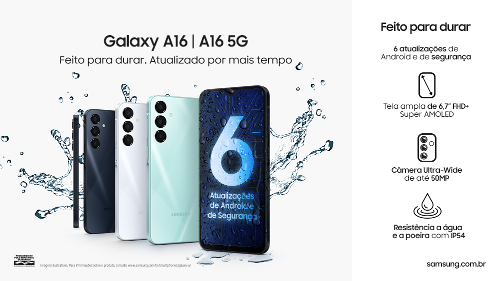 Galaxy A16 feito para durar