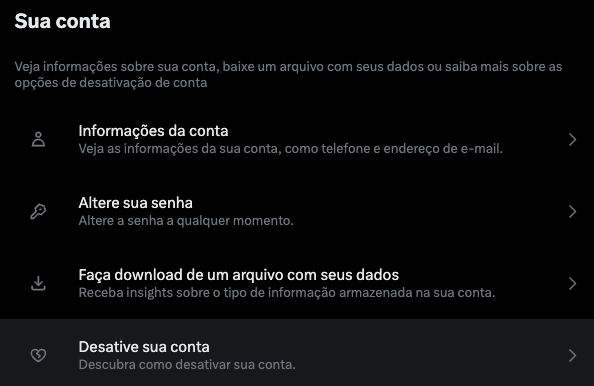 desativar conta do Twitter
