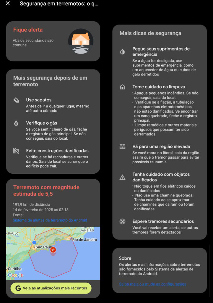 Dicas alerta terremoto