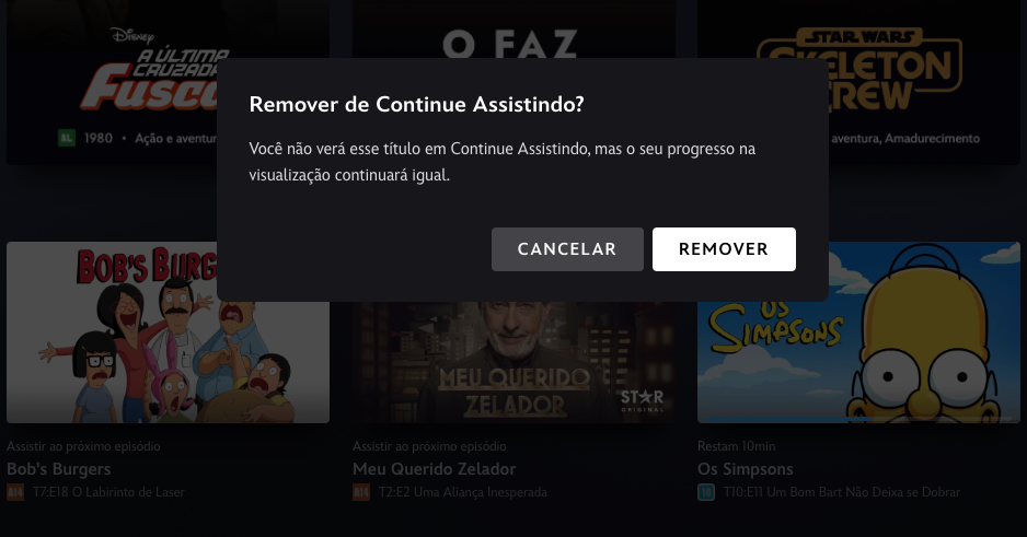Remover de Continuar Assistindo no Disney+