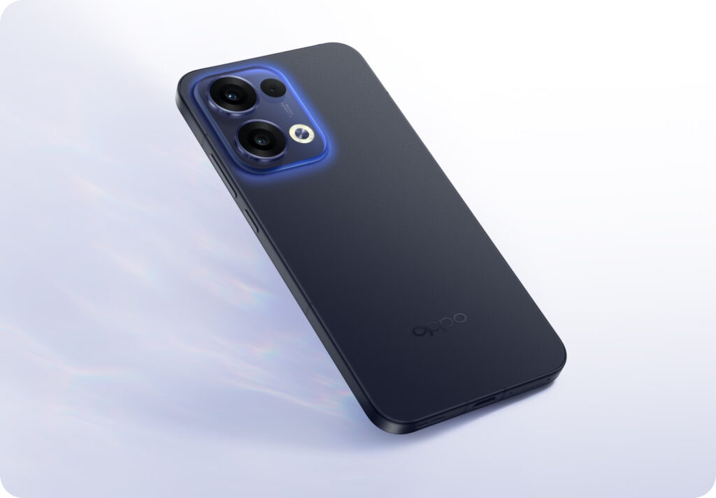 Render do Oppo Reno 13 5G na cor azul indigo