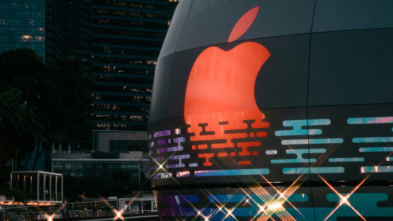 Logotipo da Apple na cor vermelha e estilizado