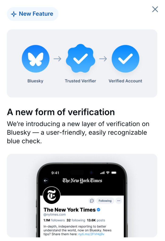 Tela de um post ainda não publicado do Bluesky que explica como será a verificação na plataforma