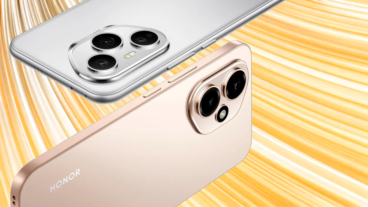 Traseira do Honor 400 Pro em cima do Honor 400 e um fundo dourado