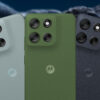 As três cores do Moto G56: cinza, verde e grafite
