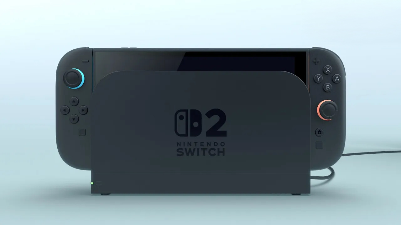 Foto do Nintendo Switch 2 no dock de mesa