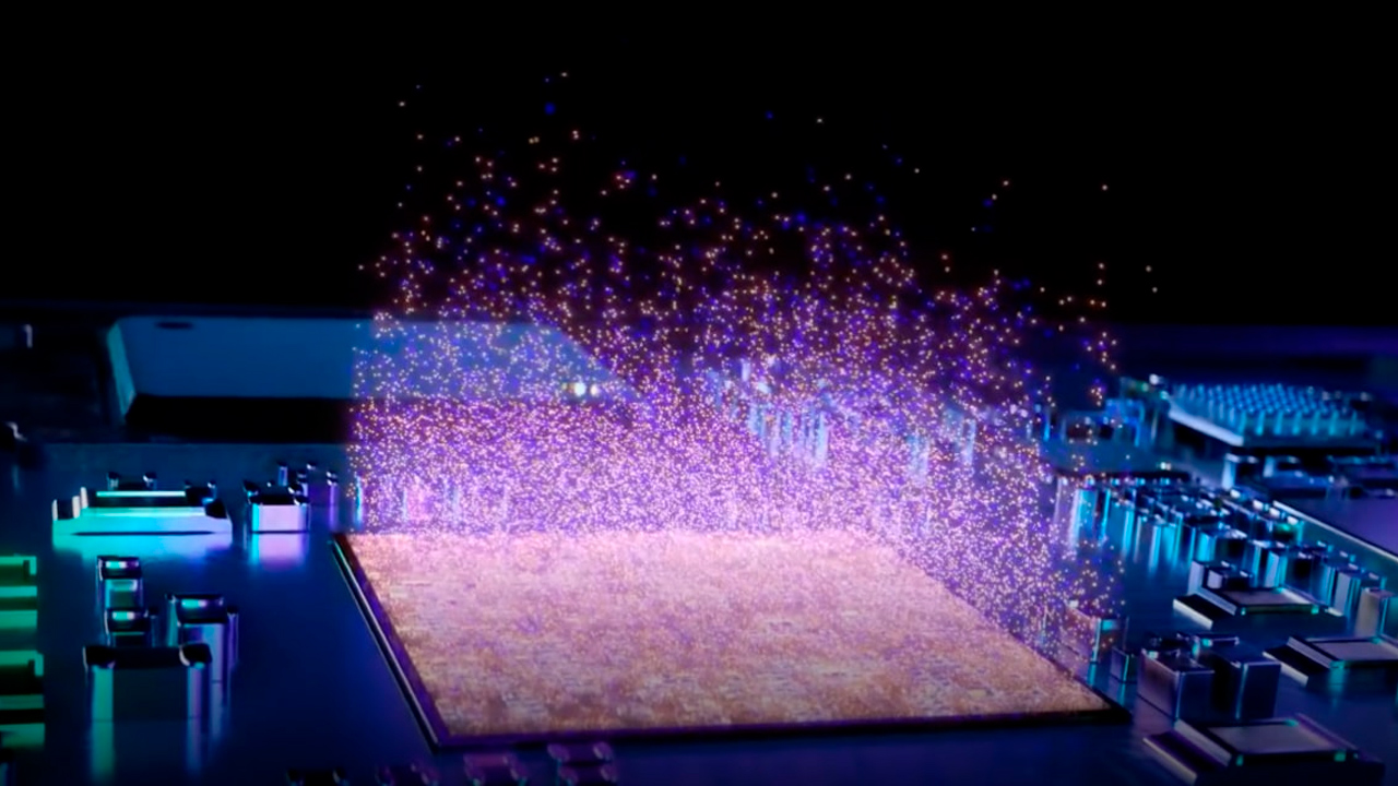 Imagem ilustrativa de um chip de computação brilhando