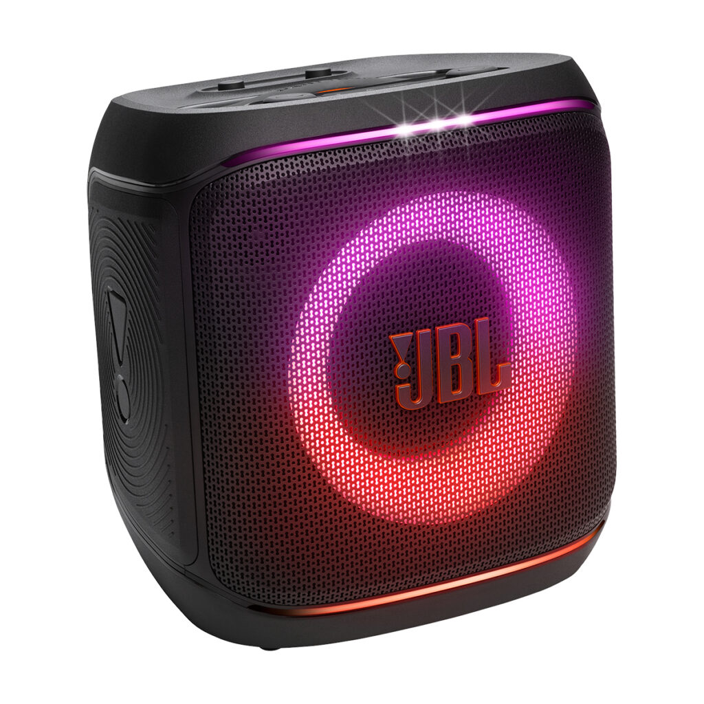 JBL PartyBox Encore 2 possui LEDs na parte frontal para efeitos de luz