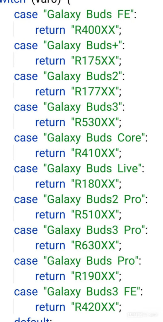 Lista de modelos Galaxy Buds encontrada no código de controlador no Wear OS