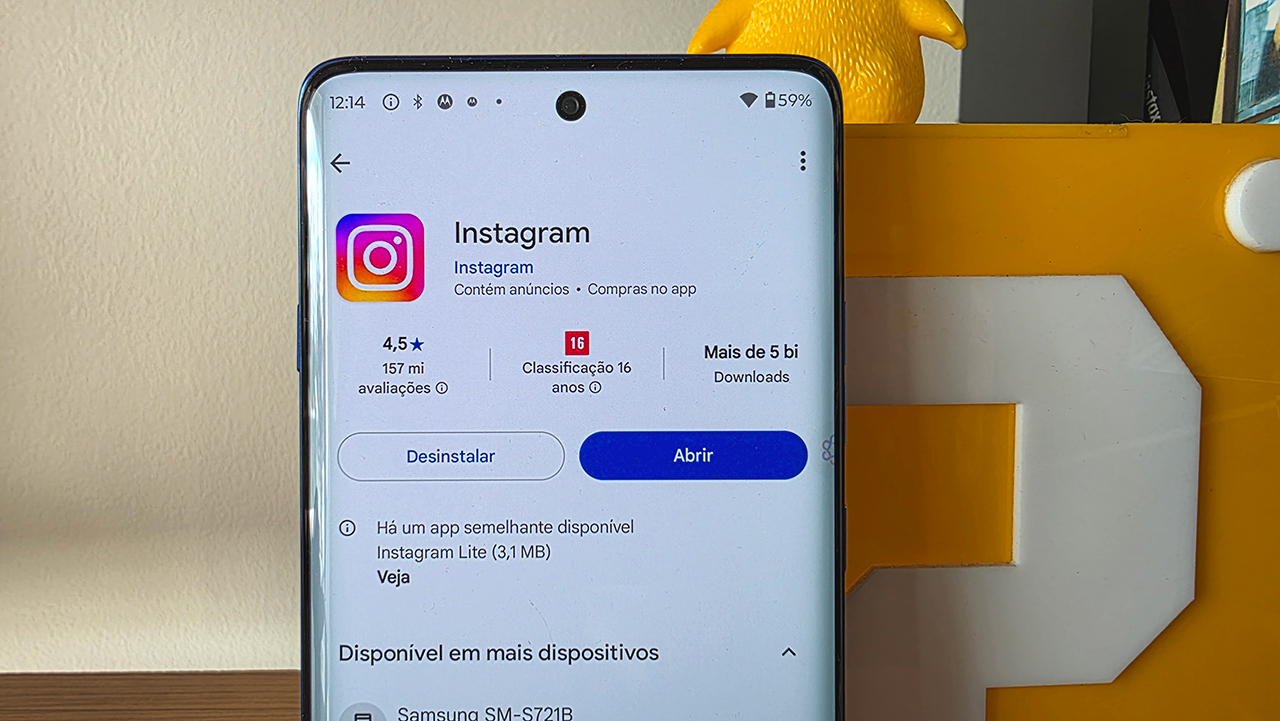 Instagram na Play Store com classificação indicativa de 16 anos