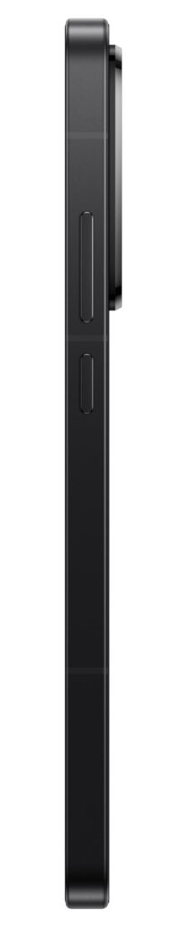 Suposto render em boa qualidade do Poco F7 na cor preta. Lateral direita