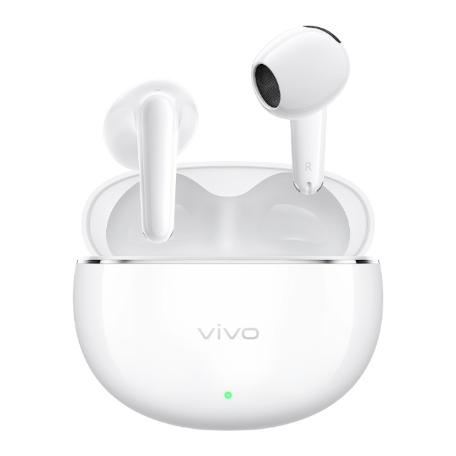 Fone de ouvido Vivo TWS Air 3 Pro na cor branca; é um fone bastante parecido com o Apple AirPod