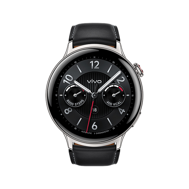 Vivo Watch 5 na cor preta com caixa de aço inoxidável