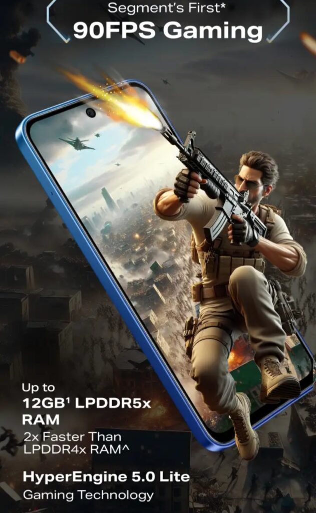 Primeiro do segmento*
Jogatina a 90 fps
Até 12 GB de RAM LPDDR5x
2x mais rápida que RAM LPDDR4x
Tecnologia gaming HyperEngine 5.0 Lite