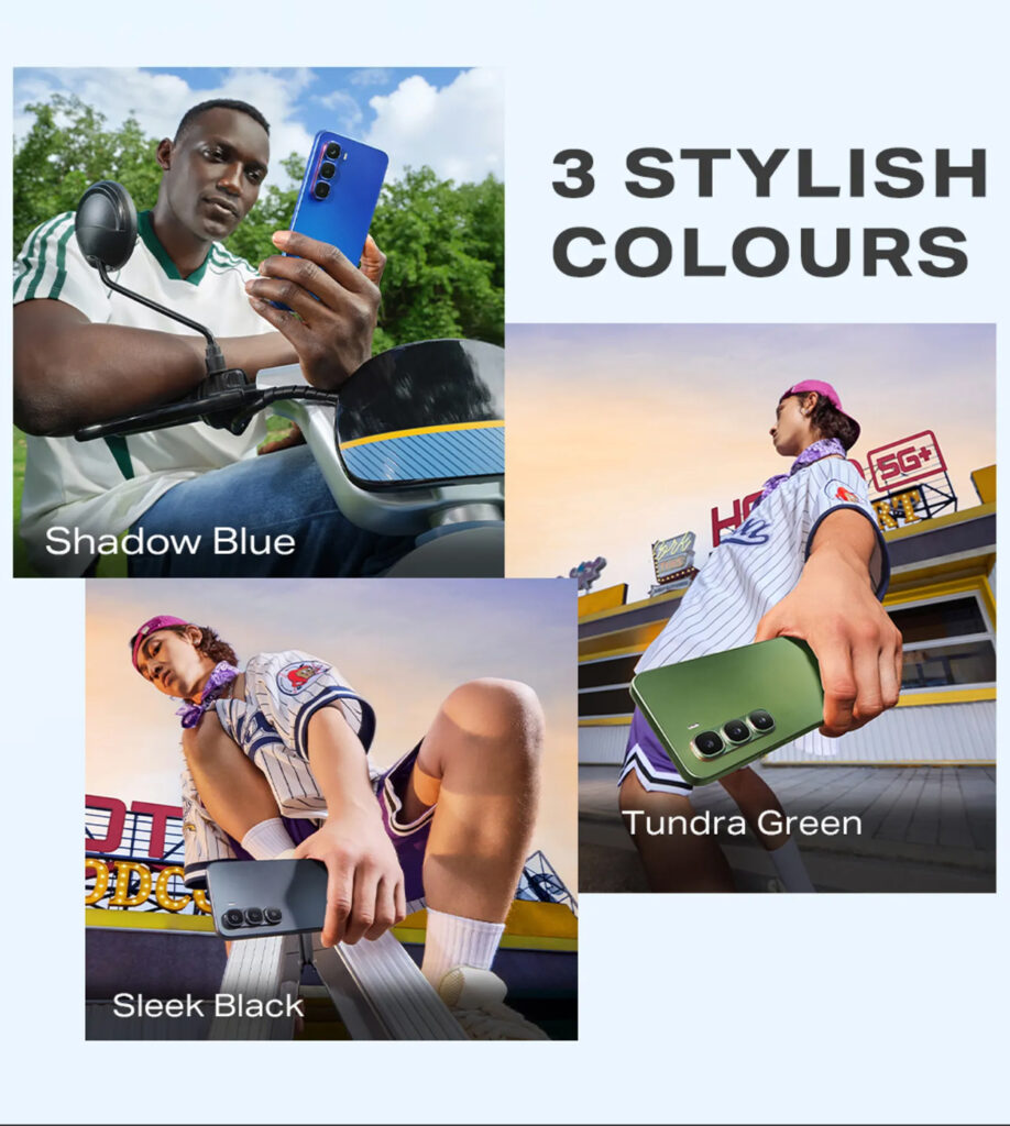 3 cores estilosas
Shadow Blue
Sleek Black
Tundra Green