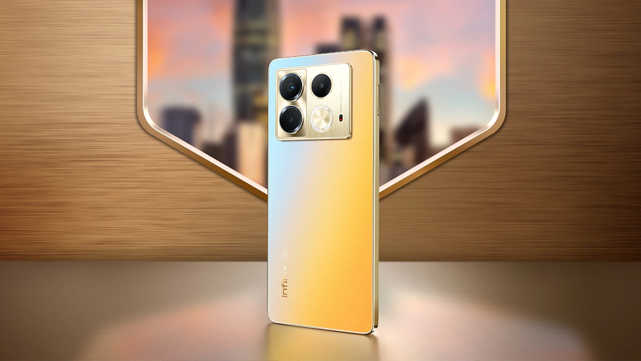 Infinix Note 40 5G na cor dourado