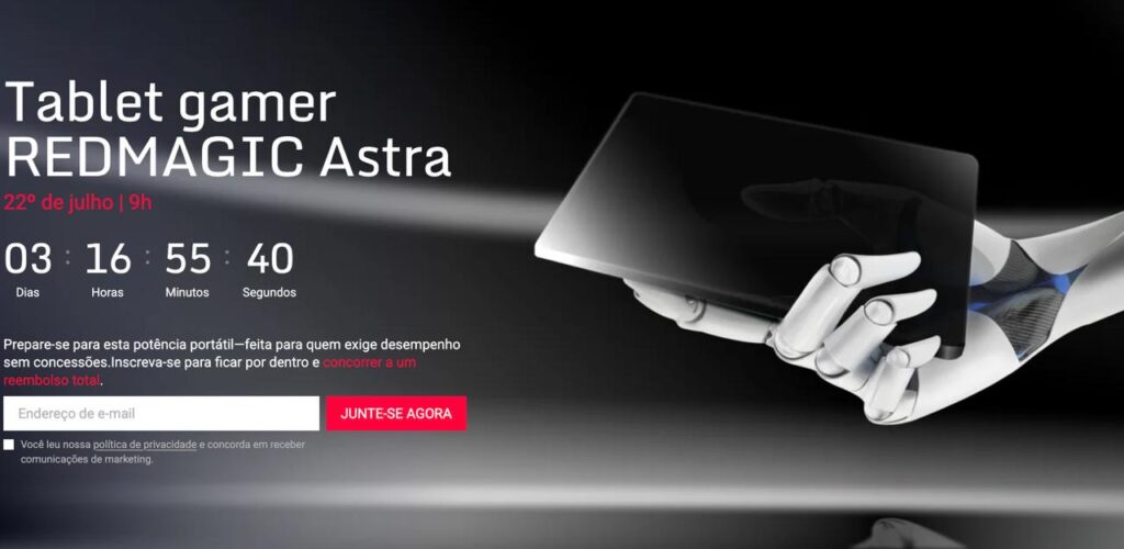 Contagem regressiva para o lançamento do tablet gamer Redmagic Astra no Brasil