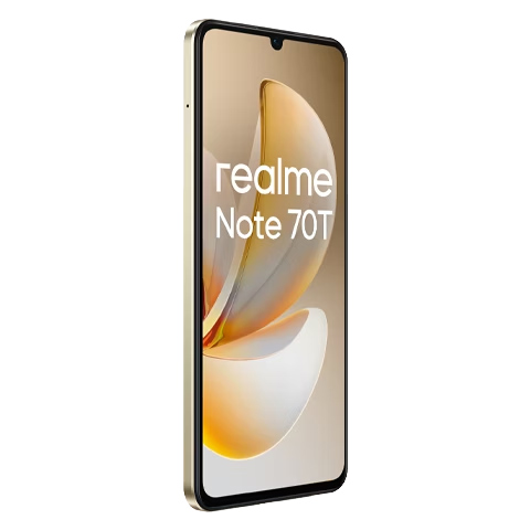 Realme Note 70T dourado: tela