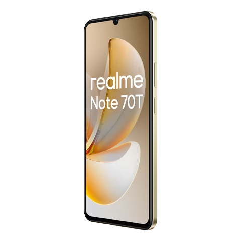 Realme Note 70T dourado: tela