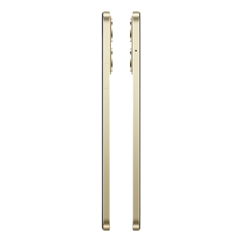 Realme Note 70T dourado: laterais direita e esquerda