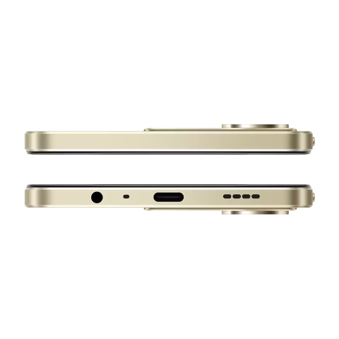 Realme Note 70T dourado: partes superior e inferior