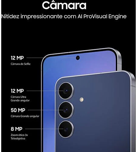 Câmera
Nitidez impressionante com AI ProVisual Engine
12 MP câmera de selfie
12 MP câmera ultra grande-angular
50 MP câmera grande-angular
8 MP zoom ótico de 3x teleobjetiva