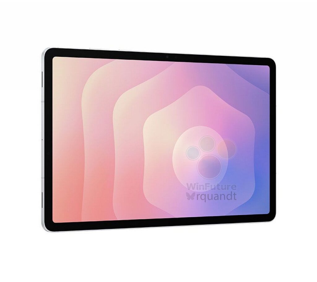 Galaxy Tab S11 prata de frente ligeiramente virado para a esquerda