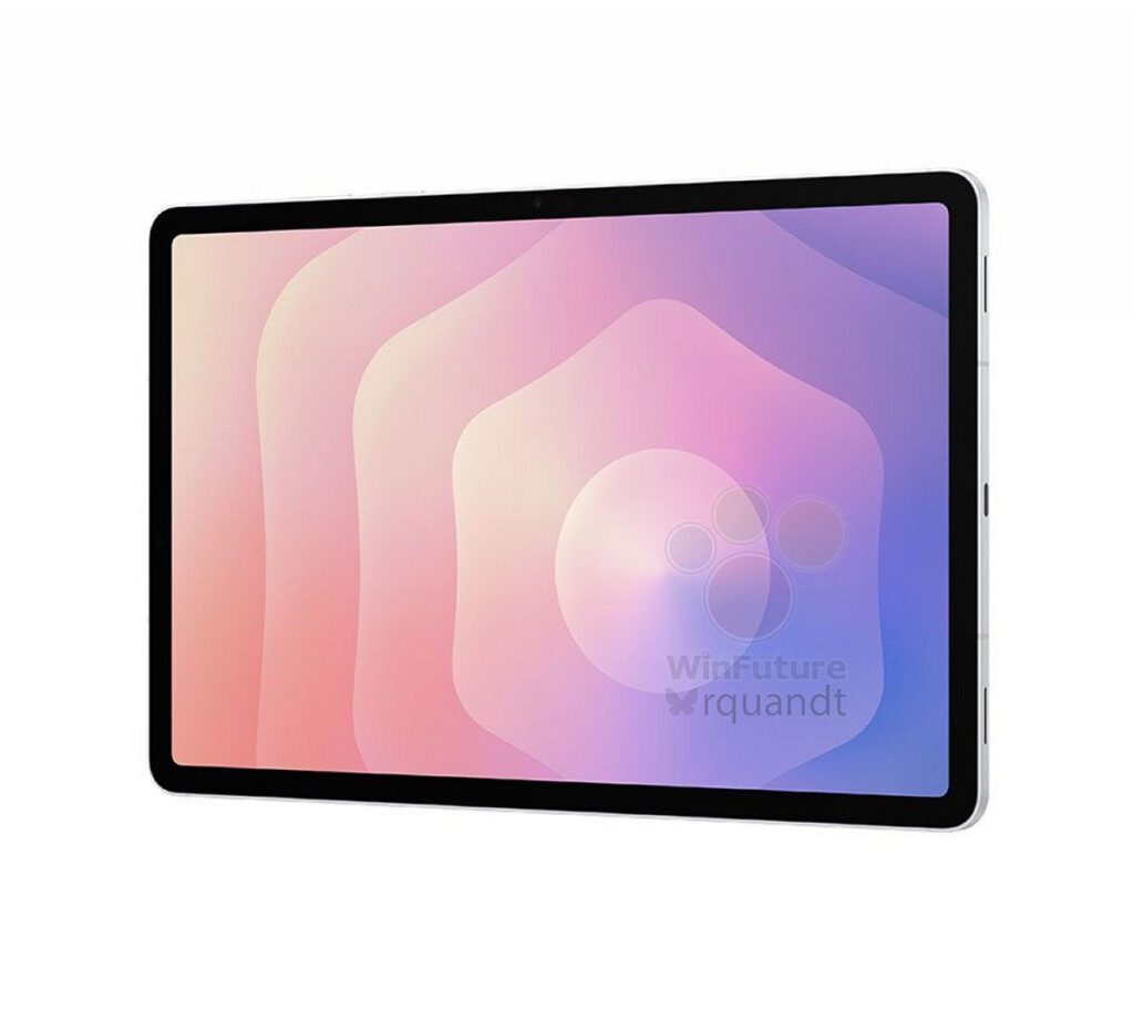 Galaxy Tab S11 prata de frente ligeiramente virado para a direita