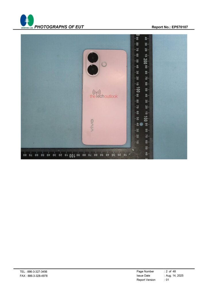 A traseira do Vivo V60 Lite 5G