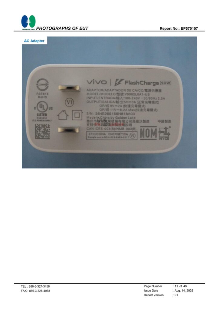 Carregador do Vivo V60 Lite