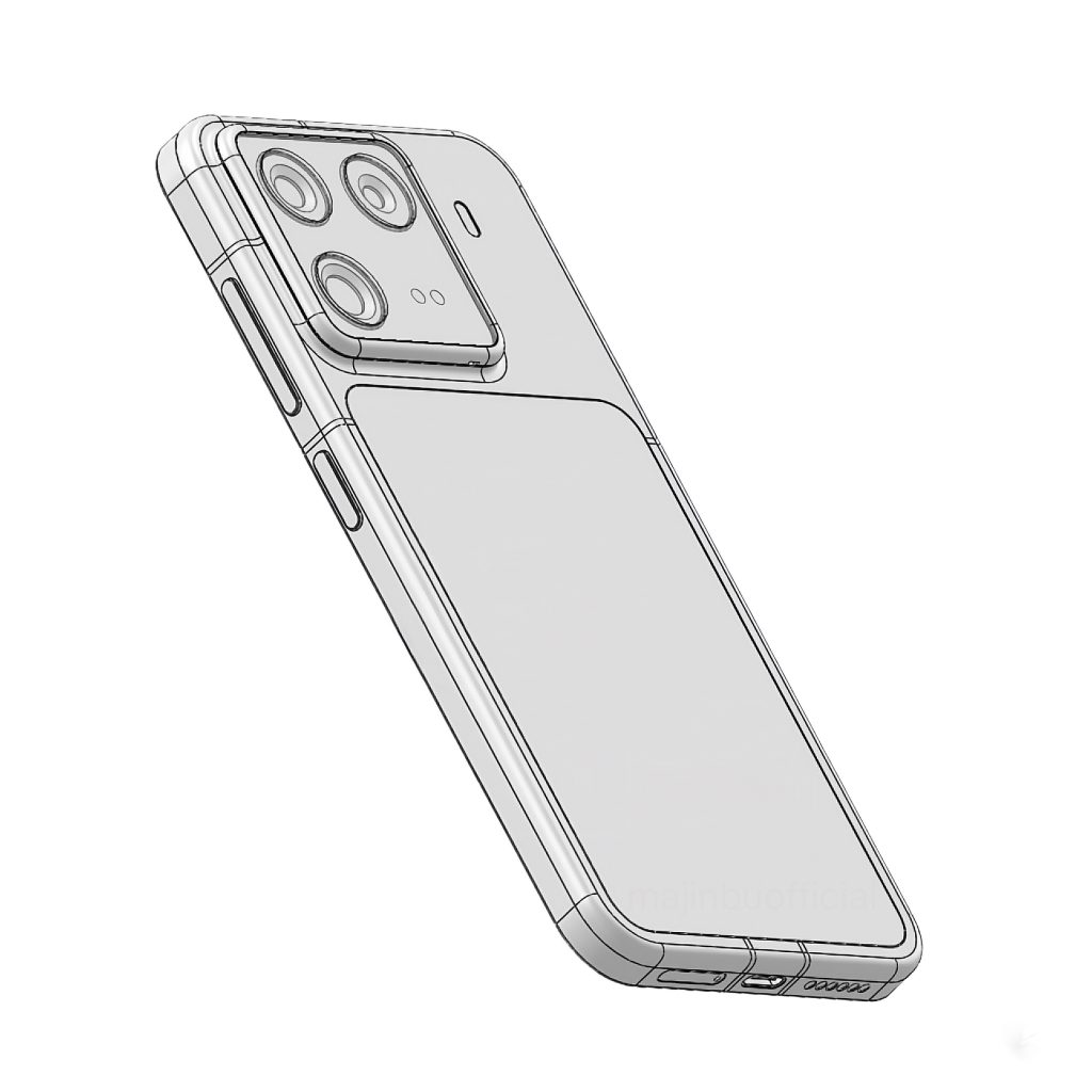 Desenho do Xiaomi 16 feito a partir de informações de um arquivo CAD