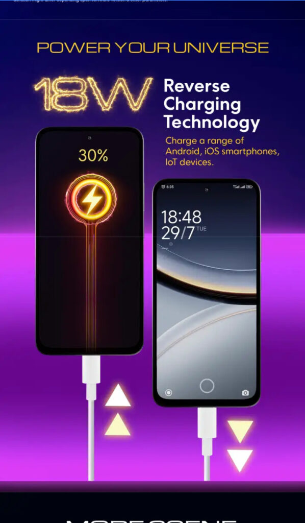 Energize seu universo
18 W de tecnologia de carregamento reverso
Carregue uma imensidão de smartphones Android, iOS e dispositivos IoT