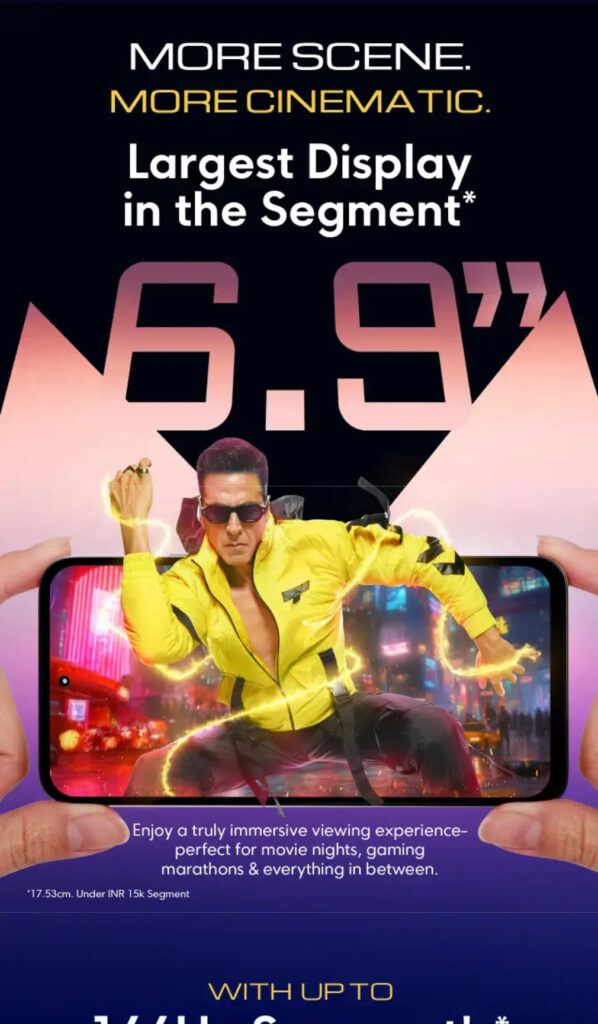 Mais cenário.
Mais cinemático.
Maior tela do segmento
6,9"