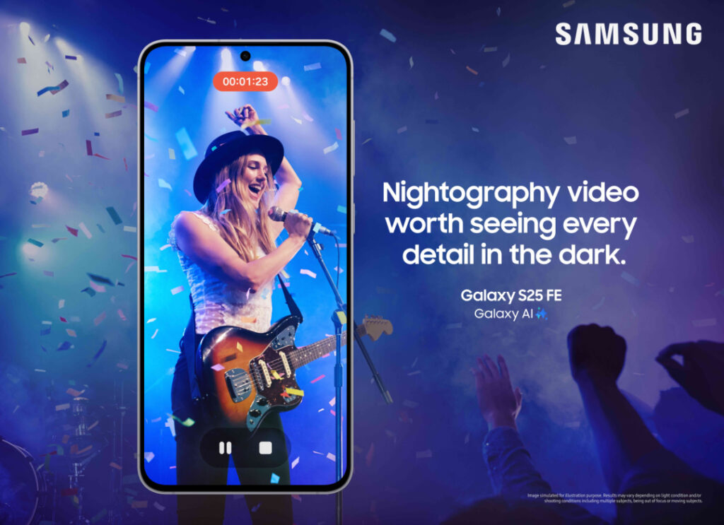 Galaxy S25 FE tem vídeo Nightography