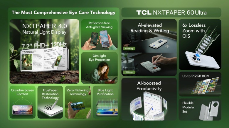 Descrição da tela NXTPAPER 4.0 do 60 Ultra