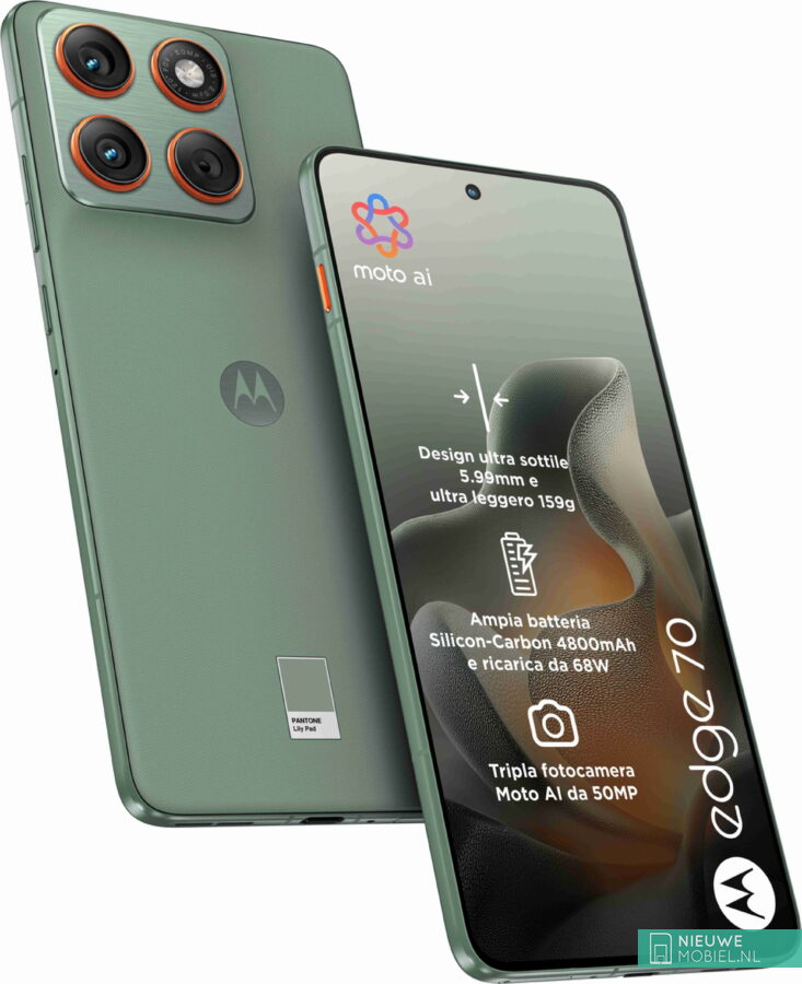 Render vazado do Motorola Edge 70 na cor Lily Pad