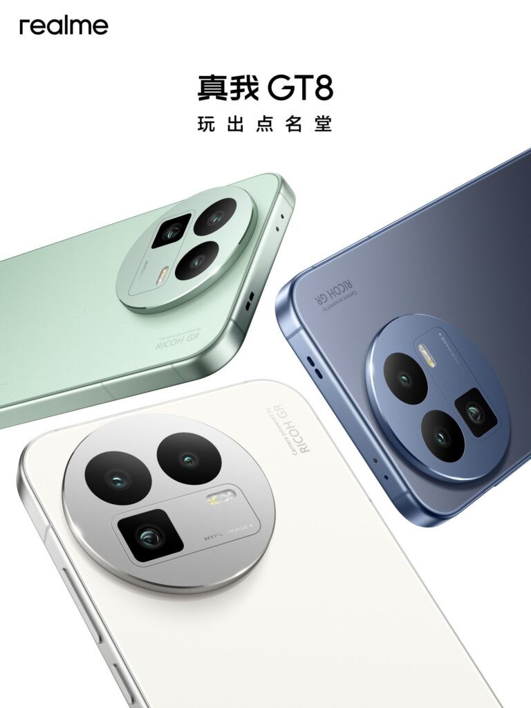 Realme GT 8 será disponibilizado em três cores: verde, branco e azul