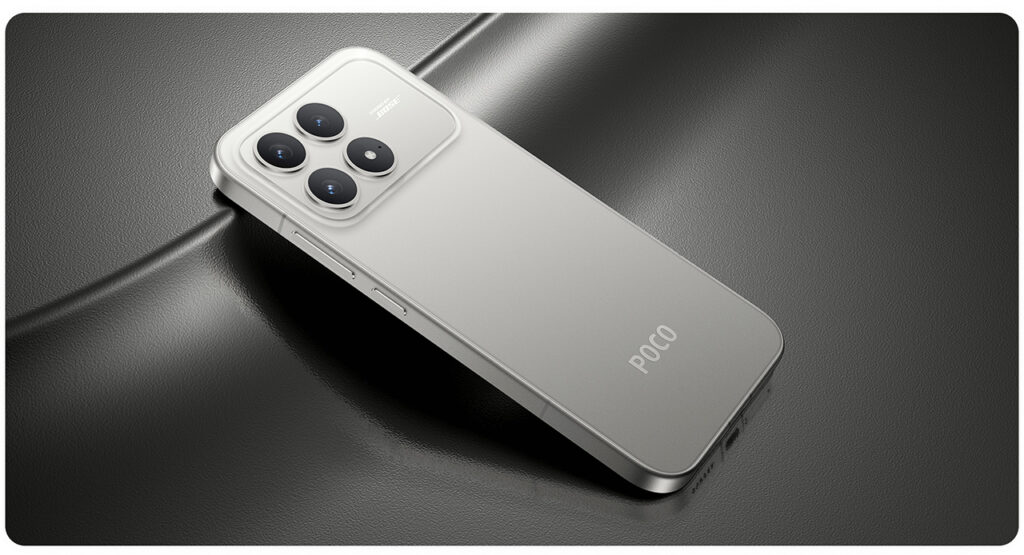 Poco F8 Ultra na cor prata titânio