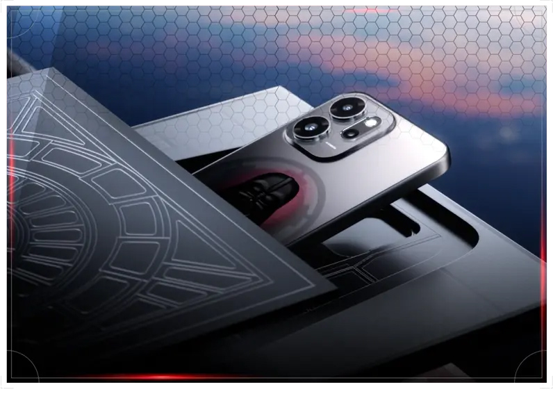 Oppo Reno 14 F do Lado Sombrio saindo da caixa