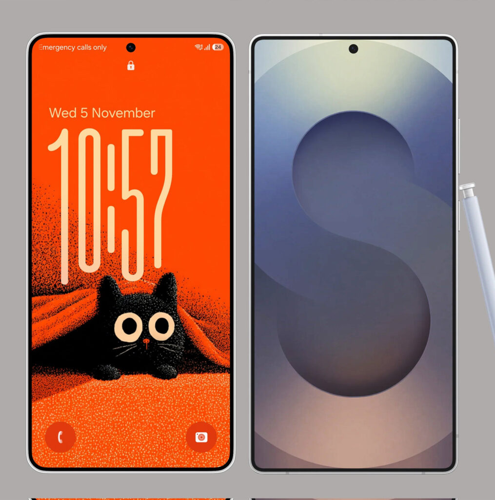 Comparação de renders do Galaxy S26 Ultra e S25 Ultra de frente
