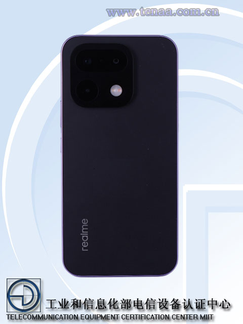 Traseira do Realme 16 Pro em certificação de órgão chinês 